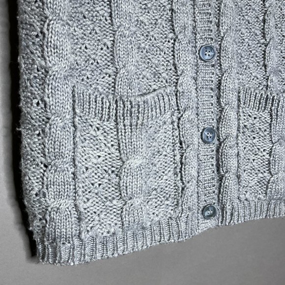 Alfred‎ Dunner Crochet Button Down Gray Vest Size Medium - Picture 5 of 8